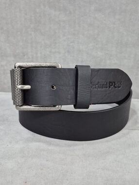 Timberland Pro belt men's 34 black leather square silver buckle